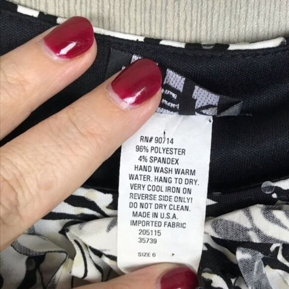 MSK Black & White Floral Sleeveless Dress Size 6 With Subtle Shimmer Detail - Picture 5 of 6
